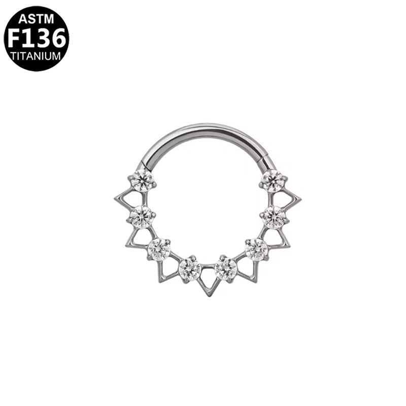 ASTM F136 Titanium 16G Segment Clicker CZ Hypoallergenic Piercing Jewelry