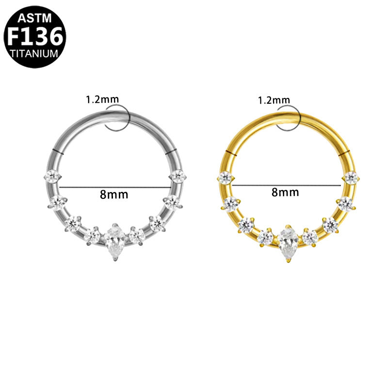 ASTM F136 Titanium 16G Segment Clicker Marquise CZ Implant Grade Piercing Jewelry