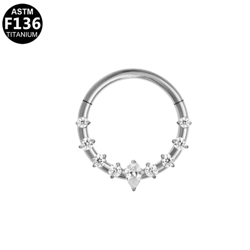 ASTM F136 Titanium 16G Segment Clicker Marquise CZ Implant Grade Piercing Jewelry