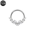 ASTM F136 Titanium 16G Butterfly Segment Clicker Marquise CZ Hypoallergenic Piercing Jewelry