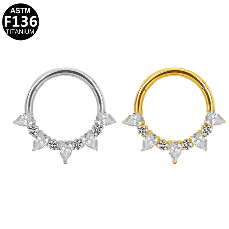 ASTM F136 Titanium 16G Segment Clicke CZ Hypoallergenic Piercing Jewelry