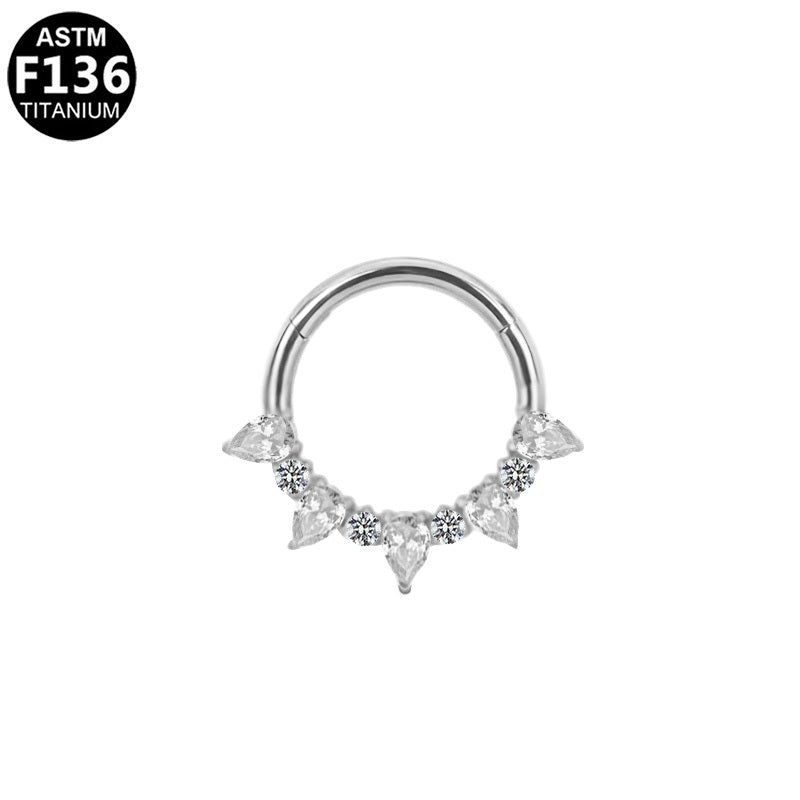 ASTM F136 Titanium 16G Segment Clicke CZ Hypoallergenic Piercing Jewelry
