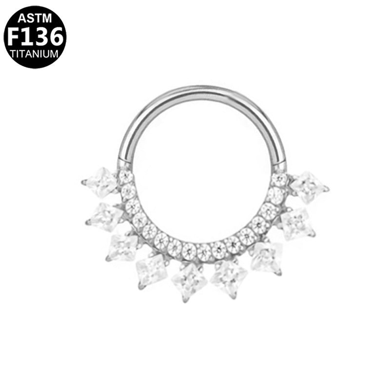 ASTM F136 Titanium 16G Segment Clicker CZ Delicate Hypoallergenic Piercing Jewelry