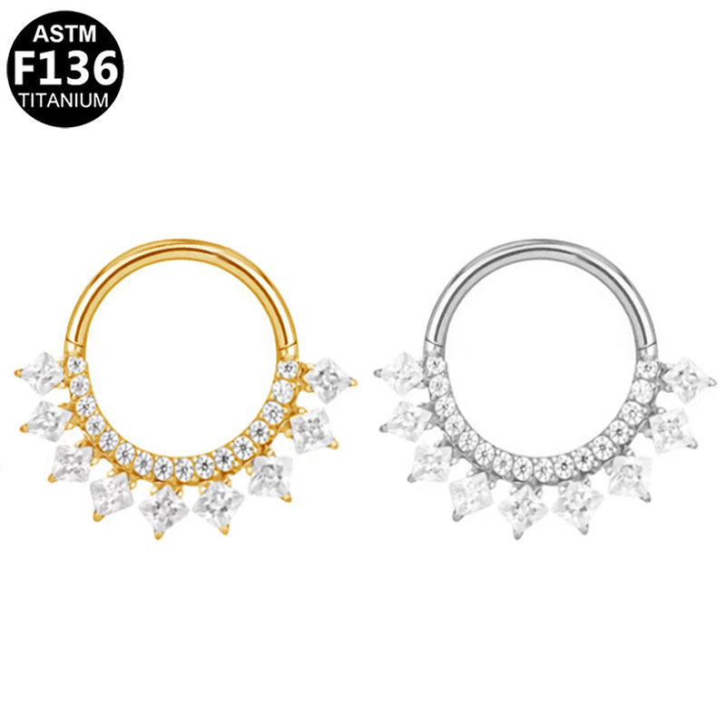 ASTM F136 Titanium 16G Segment Clicker CZ Delicate Hypoallergenic Piercing Jewelry