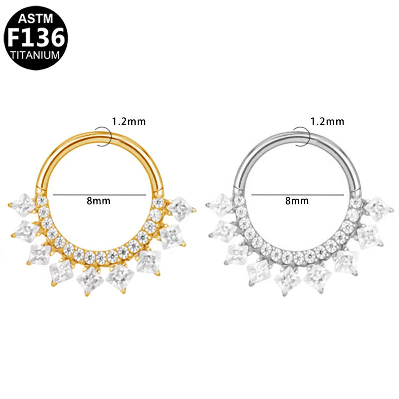 ASTM F136 Titanium 16G Segment Clicker CZ Delicate Hypoallergenic Piercing Jewelry