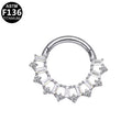ASTM F136 Titanium 16G Segment Clicker Baguette CZ Implant Grade Piercing Jewelry