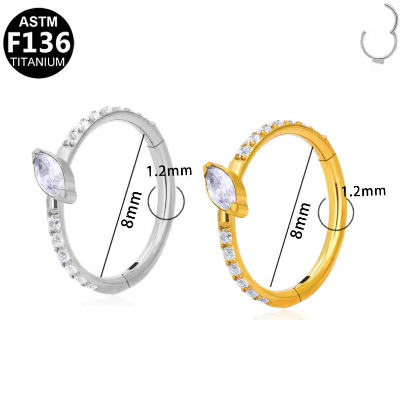 ASTM F136 Titanium 16G Segment Clicker Marquise CZ Hypoallergenic Piercing Jewelry