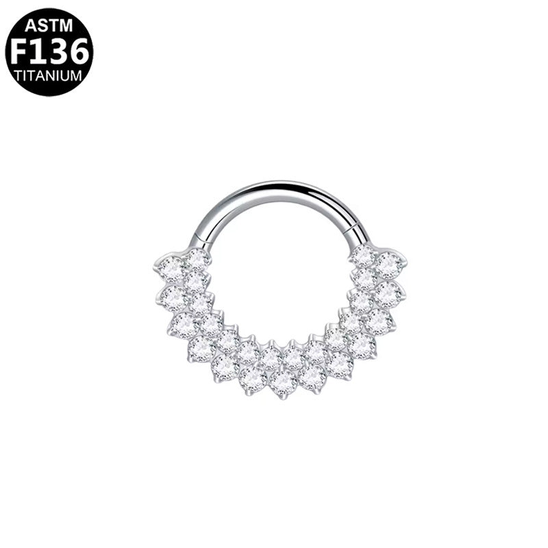 ASTM F136 Titanium 16G Segment Clicker CZ Delicate Hypoallergenic Piercing Jewelry