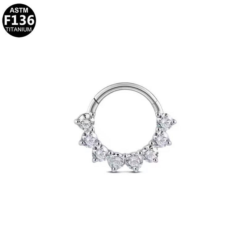 ASTM F136 Titanium 16G Segment Clicker CZ Hypoallergenic Piercing Jewelry