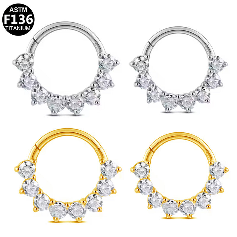 ASTM F136 Titanium 16G Segment Clicker CZ Hypoallergenic Piercing Jewelry