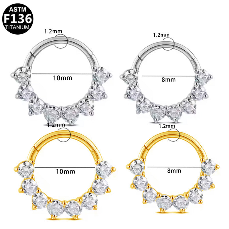 ASTM F136 Titanium 16G Segment Clicker CZ Hypoallergenic Piercing Jewelry