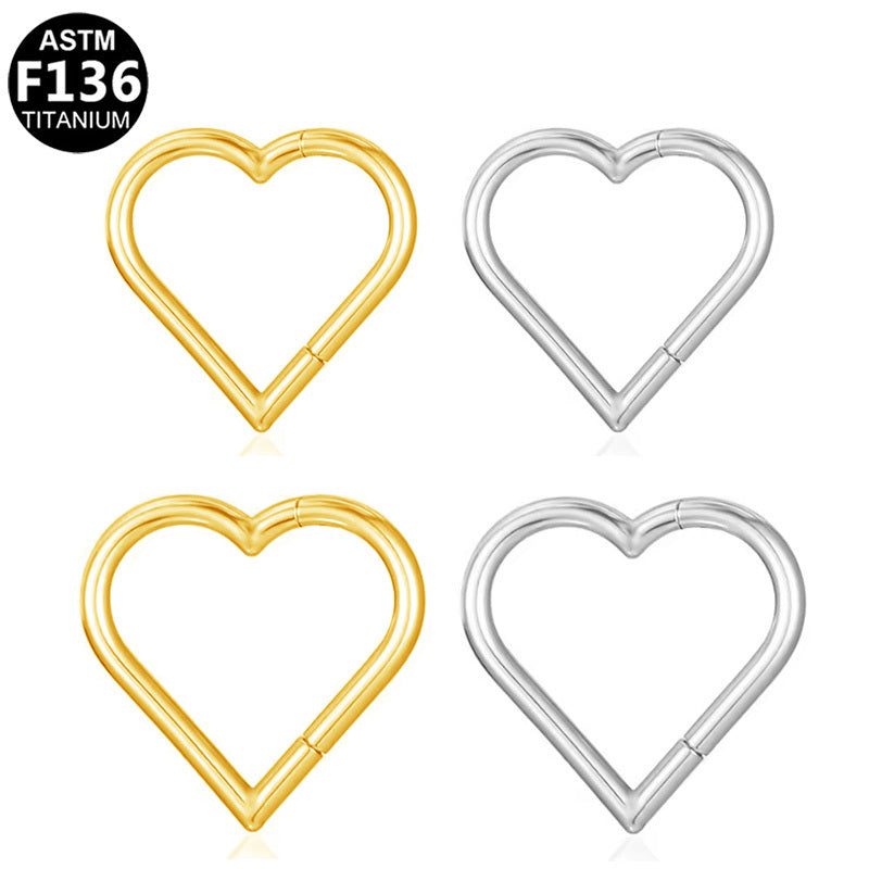 ASTM F136 Titanium 16G Heart Shape Segment Clicker Hypoallergenic Piercing Jewelry