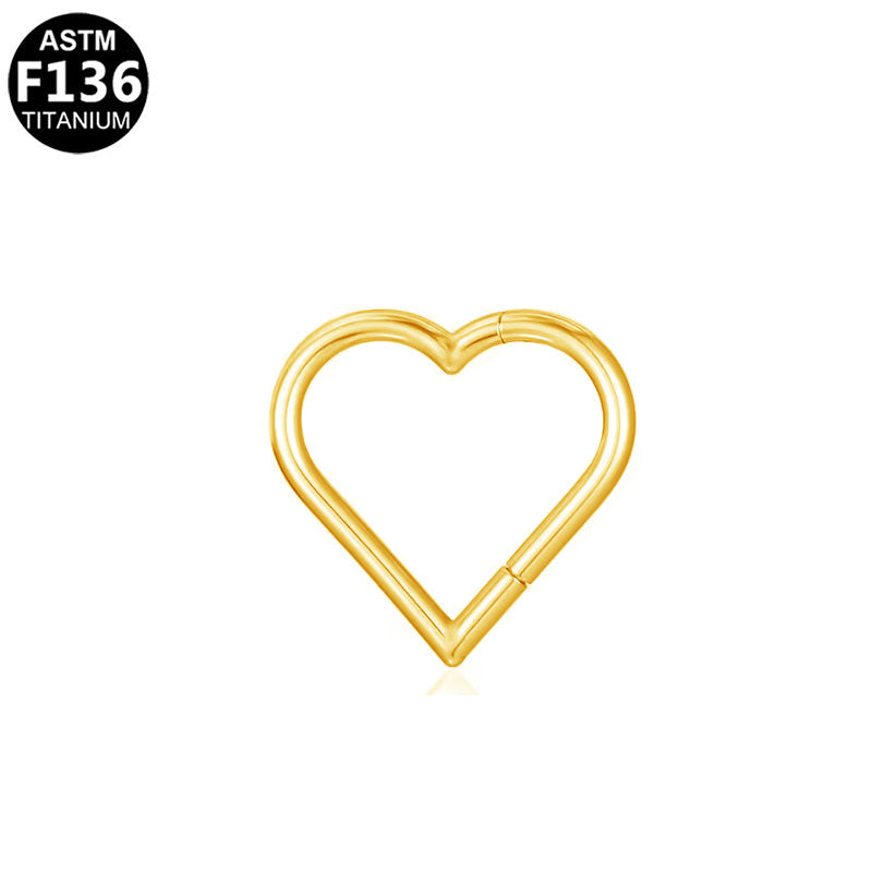ASTM F136 Titanium 16G Heart Shape Segment Clicker Hypoallergenic Piercing Jewelry