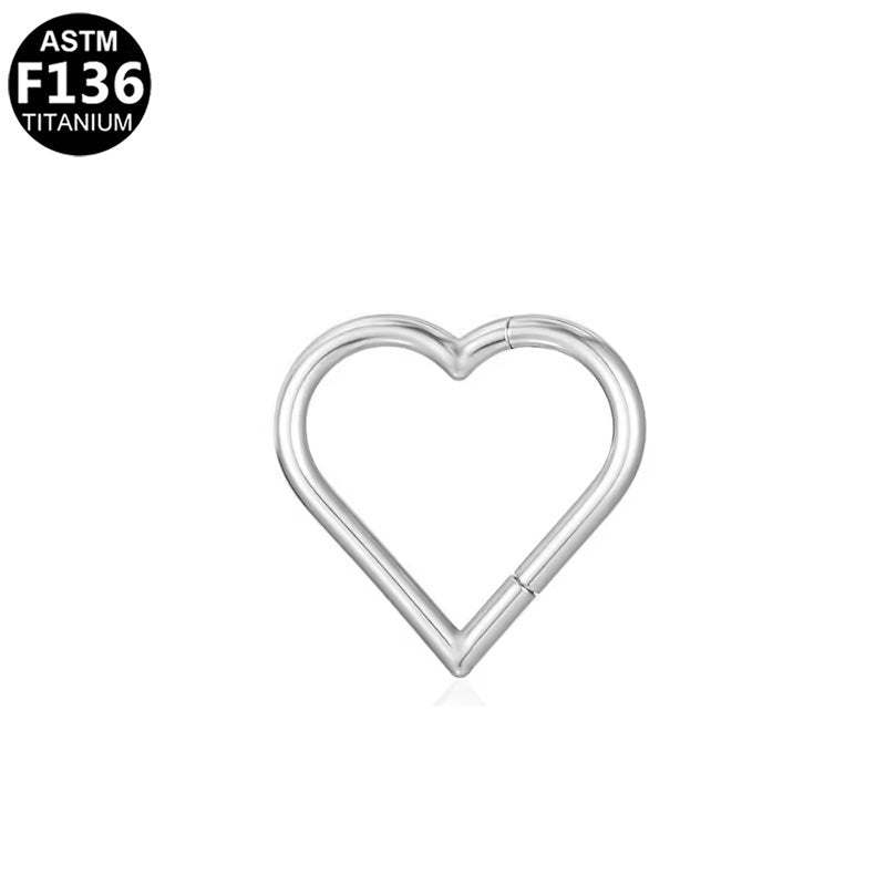 ASTM F136 Titanium 16G Heart Shape Segment Clicker Hypoallergenic Piercing Jewelry
