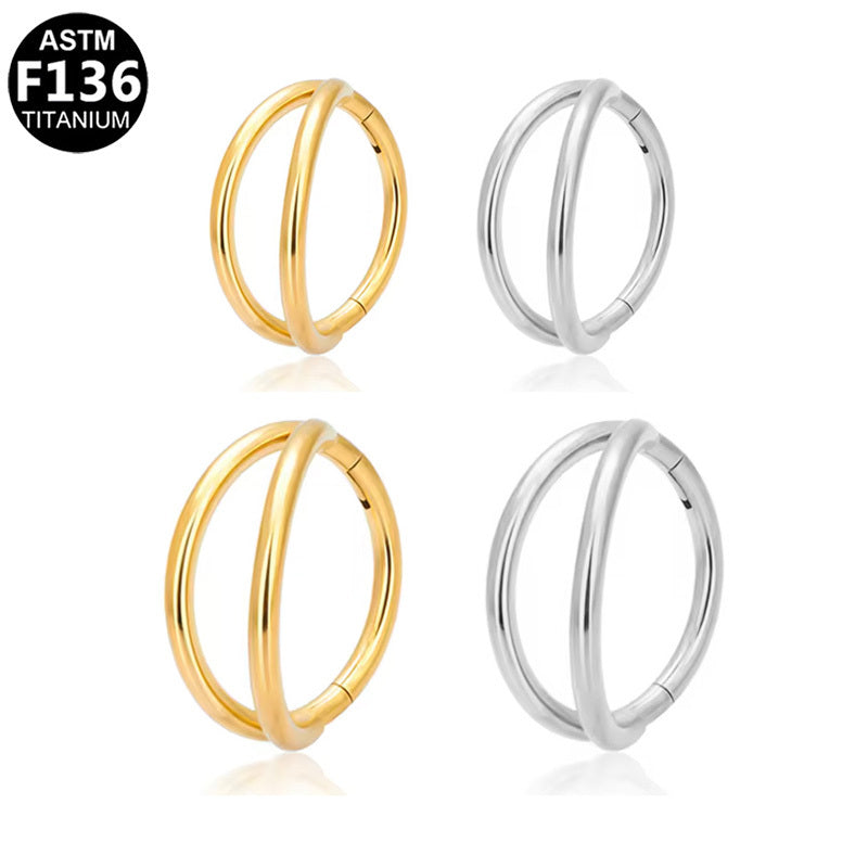 ASTM F136 Titanium 16G Double Hoop Segment Clicker Hypoallergenic Piercing Jewelry