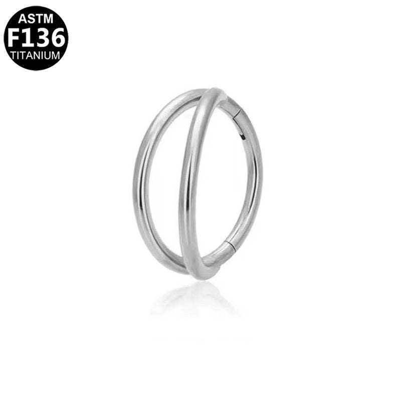 ASTM F136 Titanium 16G Double Hoop Segment Clicker Hypoallergenic Piercing Jewelry