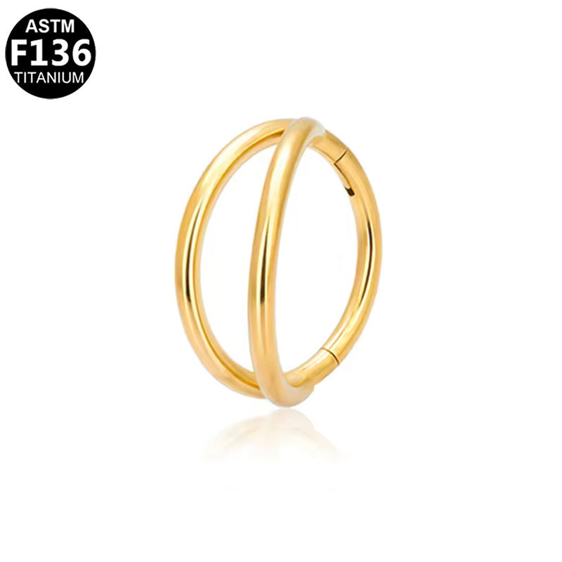 ASTM F136 Titanium 16G Double Hoop Segment Clicker Hypoallergenic Piercing Jewelry