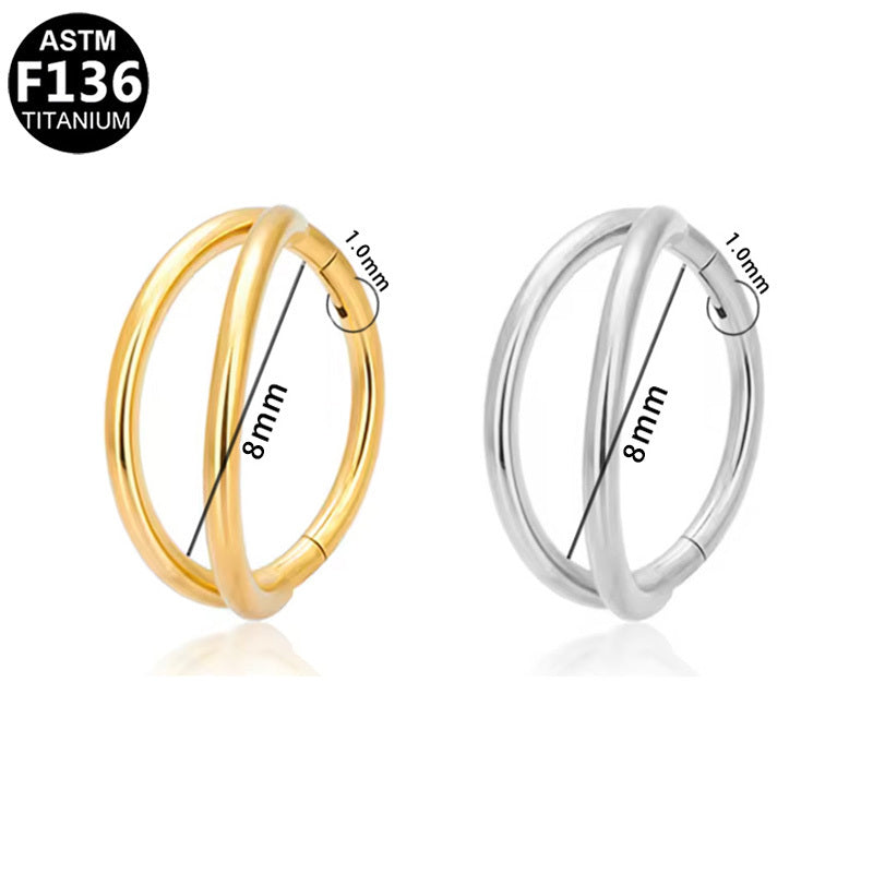 ASTM F136 Titanium 16G Double Hoop Segment Clicker Hypoallergenic Piercing Jewelry