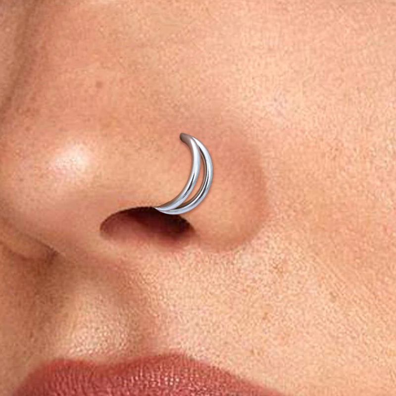 ASTM F136 Titanium 16G Double Hoop Segment Clicker Hypoallergenic Piercing Jewelry
