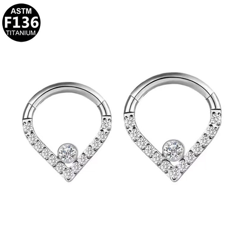 ASTM F136 Titanium 16G Segment Clicker CZ Hypoallergenic for Sensitive Skin Piercing Jewelry