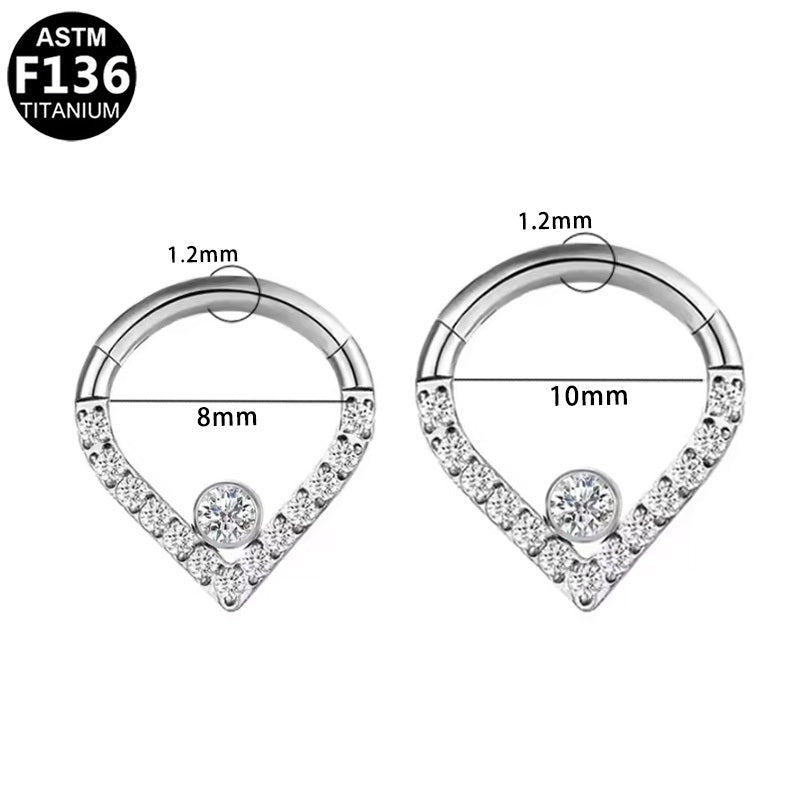 ASTM F136 Titanium 16G Segment Clicker CZ Hypoallergenic for Sensitive Skin Piercing Jewelry