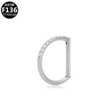 ASTM F136 Titanium 16G D-Shape Segment Clicker CZ Hypoallergenic Piercing Jewelry