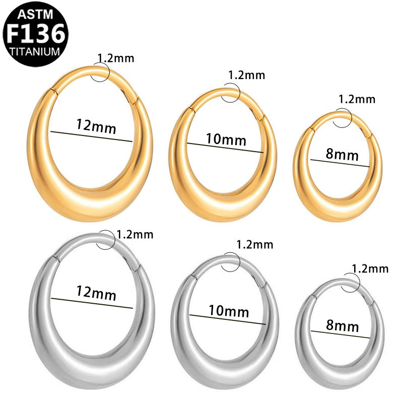 ASTM F136 Titanium 16G Thickened Crescent Moon Segment Clicker Hypoallergenic Piercing Jewelry