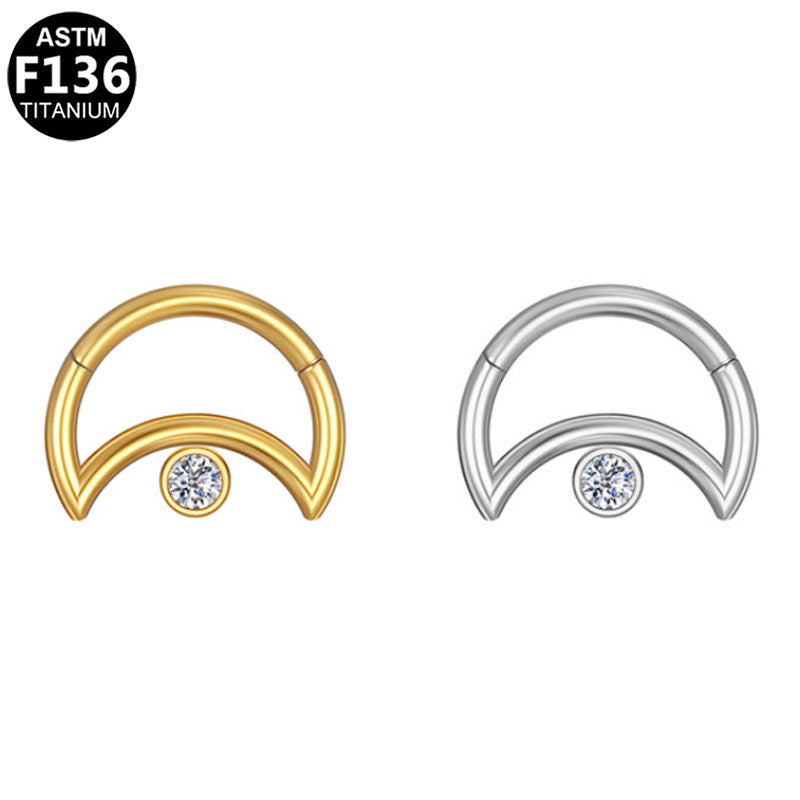 ASTM F136 Titanium 16G Double Arch Segment Clicker CZ Hypoallergenic Piercing Jewelry
