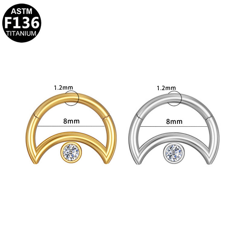 ASTM F136 Titanium 16G Double Arch Segment Clicker CZ Hypoallergenic Piercing Jewelry