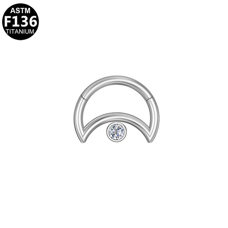 ASTM F136 Titanium 16G Double Arch Segment Clicker CZ Hypoallergenic Piercing Jewelry