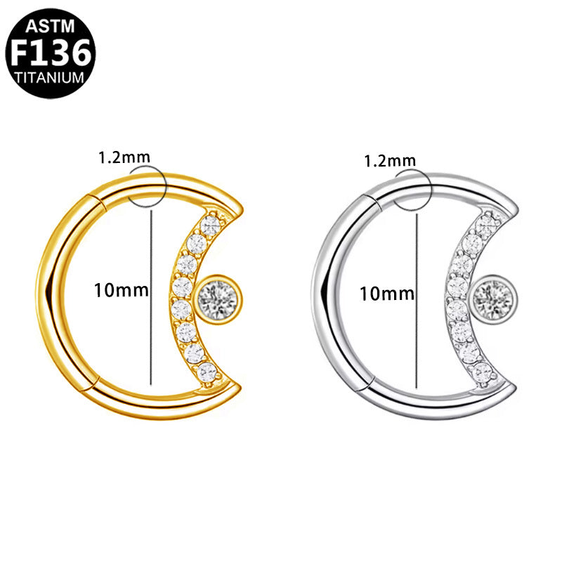 ASTM F136 Titanium 16G C Shape Segment Clicker CZ Hypoallergenic Piercing Jewelry