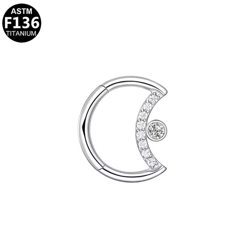 ASTM F136 Titanium 16G C Shape Segment Clicker CZ Hypoallergenic Piercing Jewelry