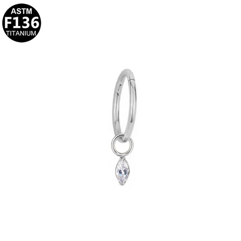 ASTM F136 Titanium 16G18G Marquise CZ Charm Segment Clicker Hypoallergenic Piercing Jewelry