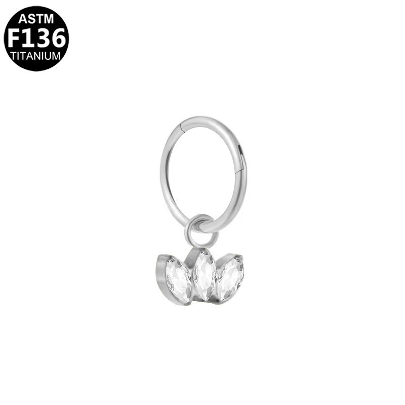 ASTM F136 Titanium 16G Marquise CZ Charm Segment Clicker Hypoallergenic Piercing Jewelry