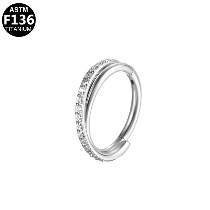 ASTM F136 Titanium 16G Segment Clicker Paved CZ Hypoallergenic Piercing Jewelry