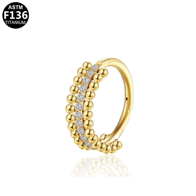 ASTM F136 Titanium 16G Beaded & CZ Segment Clicker CZ Hypoallergenic Piercing Jewelry