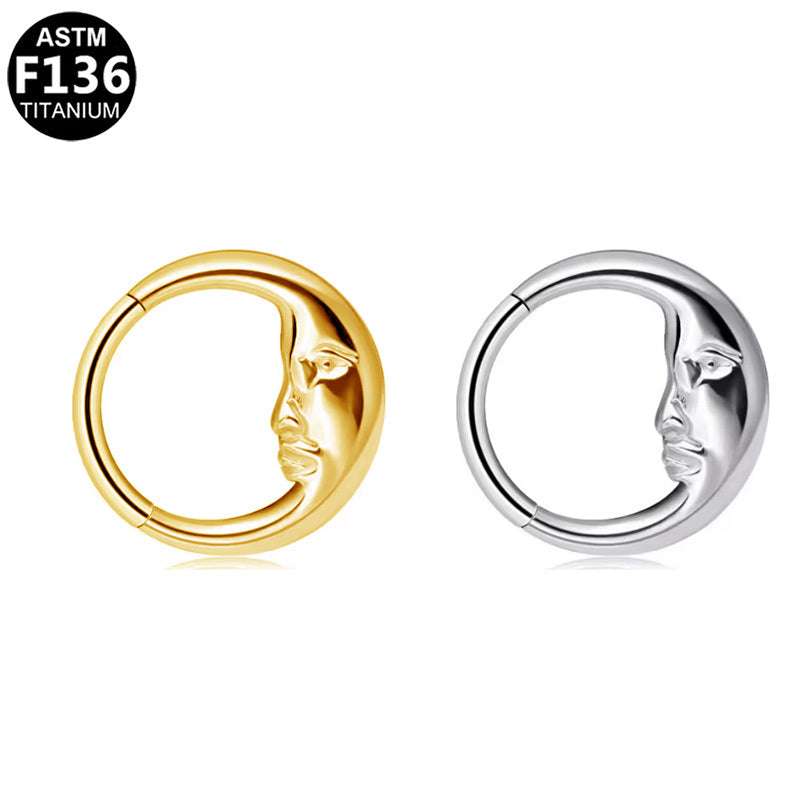 ASTM F136 Titanium 16G Man in the Moon Segment Clicker Hypoallergenic Piercing Jewelry