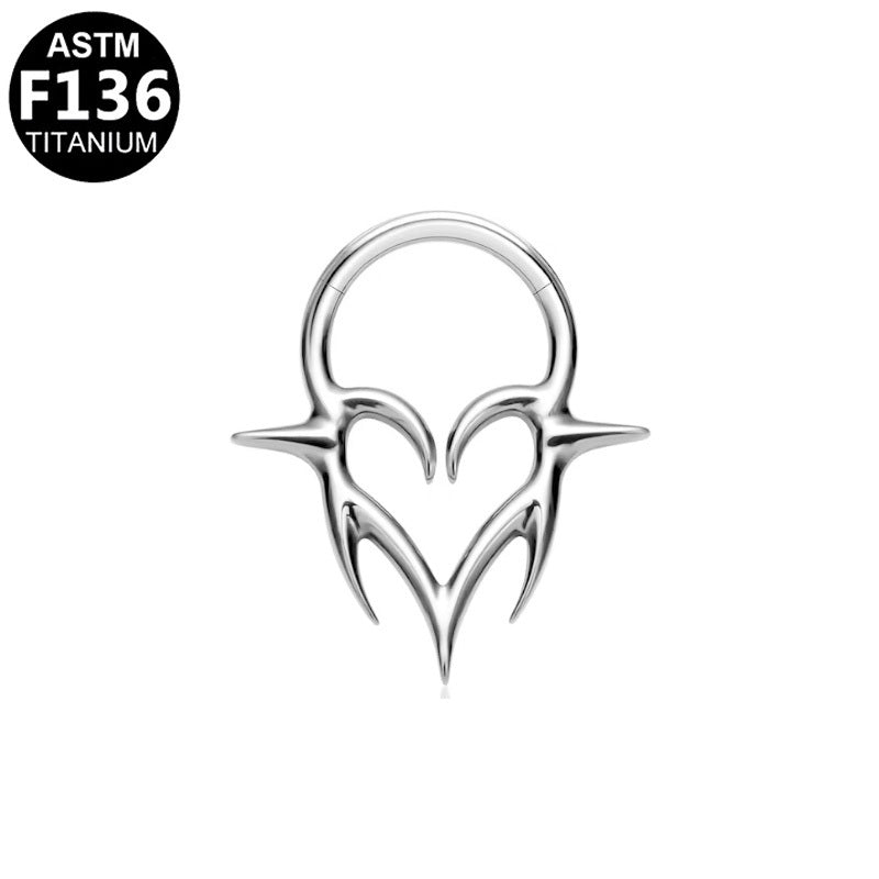 ASTM F136 Titanium 16G Tribal Heart Segment Clicker Hypoallergenic Piercing Jewelry