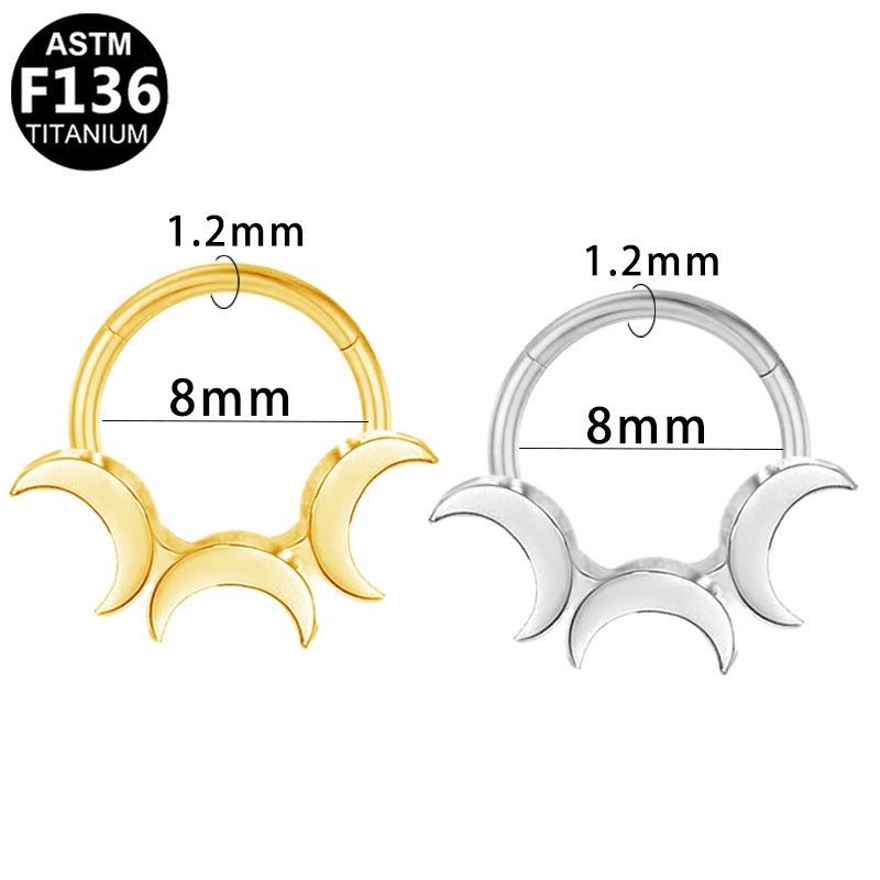 ASTM F136 Titanium 16G Moon Segment Clicker Hypoallergenic Piercing Jewelry