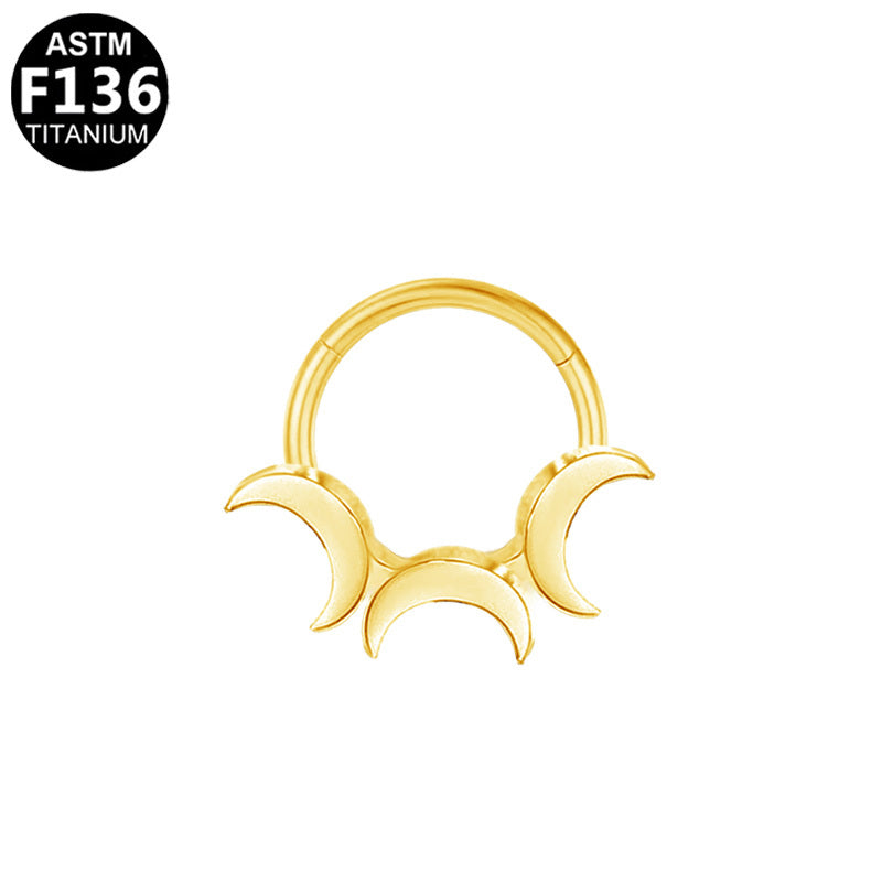 ASTM F136 Titanium 16G Moon Segment Clicker Hypoallergenic Piercing Jewelry