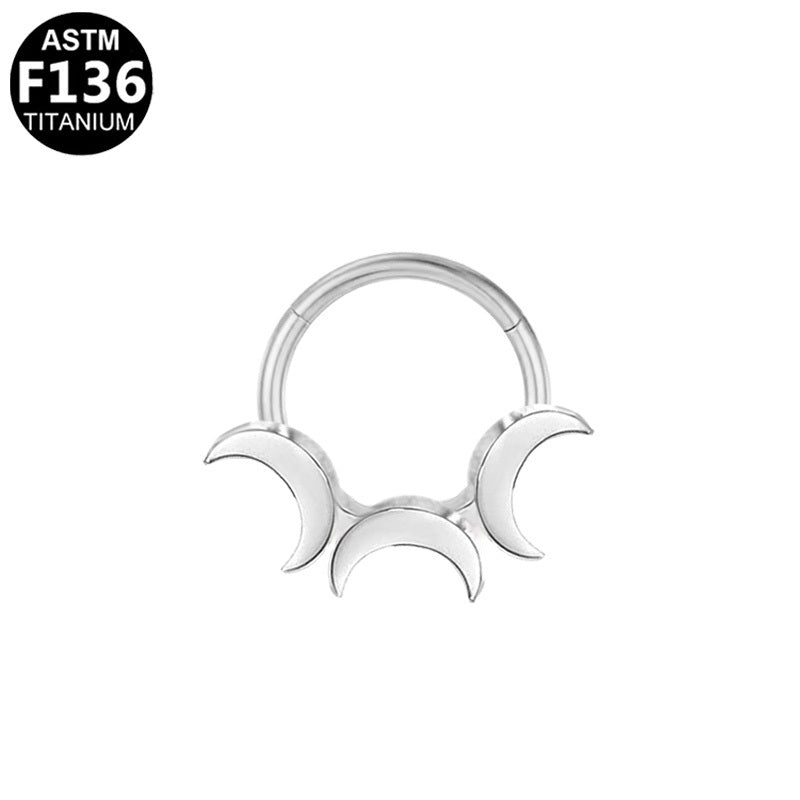 ASTM F136 Titanium 16G Moon Segment Clicker Hypoallergenic Piercing Jewelry