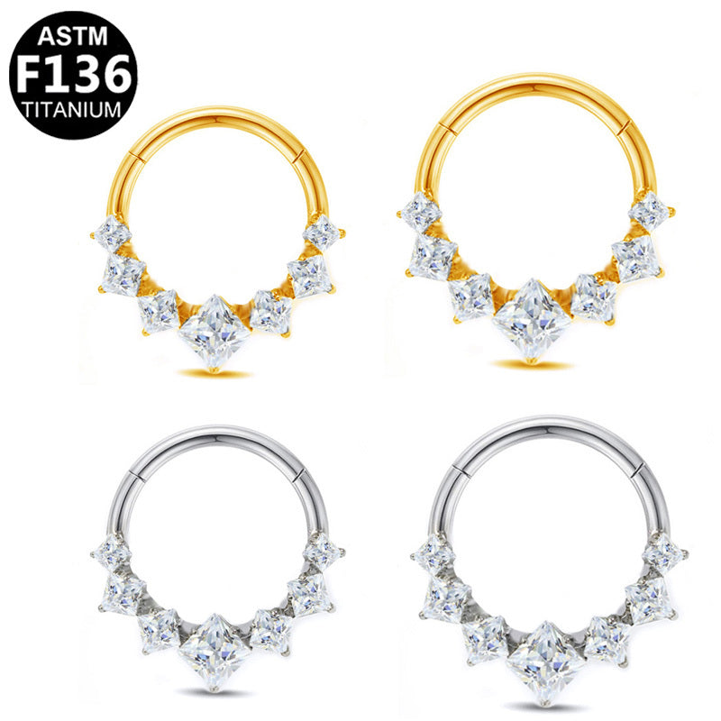 ASTM F136 Titanium 16G Segment Clicker CZ Hypoallergenic Piercing Jewelry