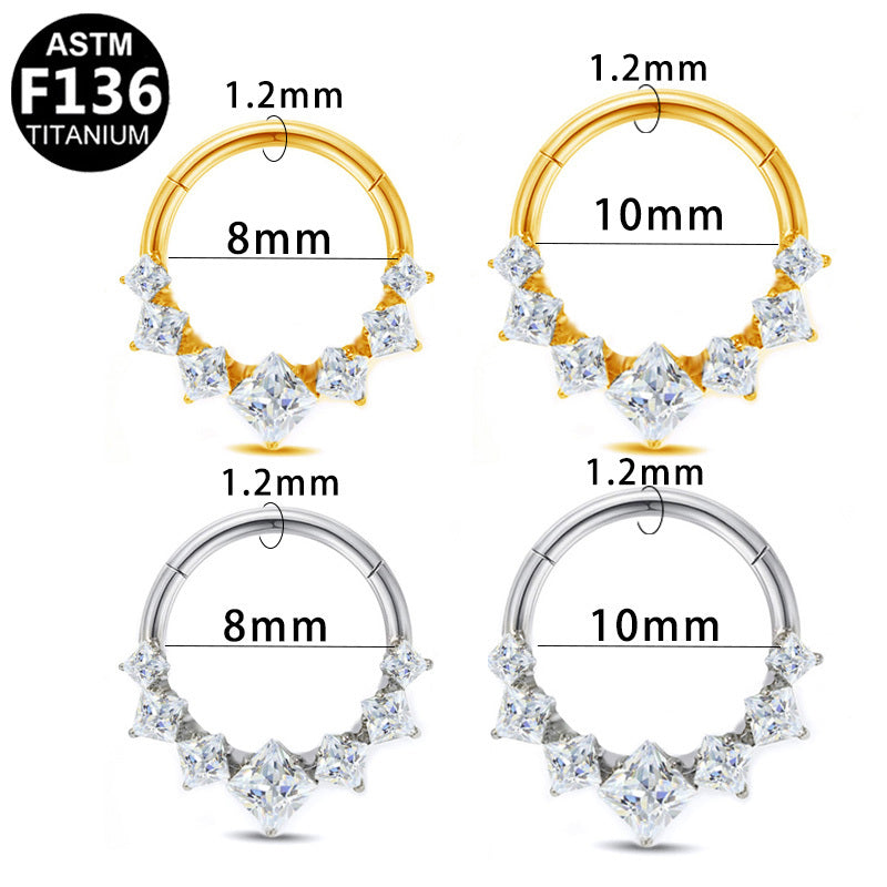 ASTM F136 Titanium 16G Segment Clicker CZ Hypoallergenic Piercing Jewelry