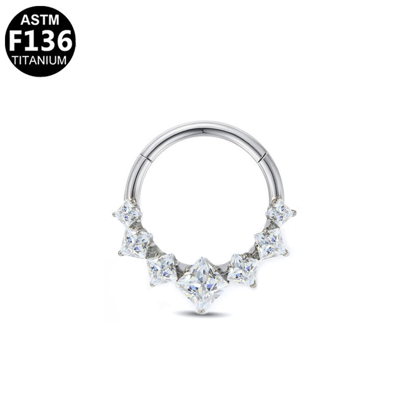 ASTM F136 Titanium 16G Segment Clicker CZ Hypoallergenic Piercing Jewelry