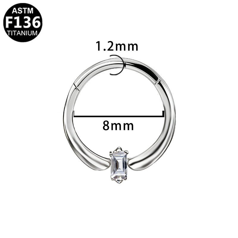 ASTM F136 Titanium 16G Baguette CZ Segment Clicker Hypoallergenic Piercing Jewelry