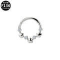 ASTM F136 Titanium 16G Hearts &CZ Segment Clicker Hypoallergenic Piercing Jewelry