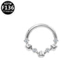 ASTM F136 Titanium 16G Hearts 7 CZ Segment Clicker Hypoallergenic Piercing Jewelry