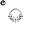 ASTM F136 Titanium 16G Segment Clicker Marquise Leaf CZ Hypoallergenic Piercing Jewelry