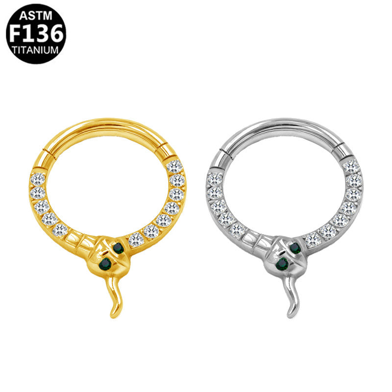 ASTM F136 Titanium 16G Segment Clicker Clear&Green CZ Hypoallergenic Piercing Jewelry