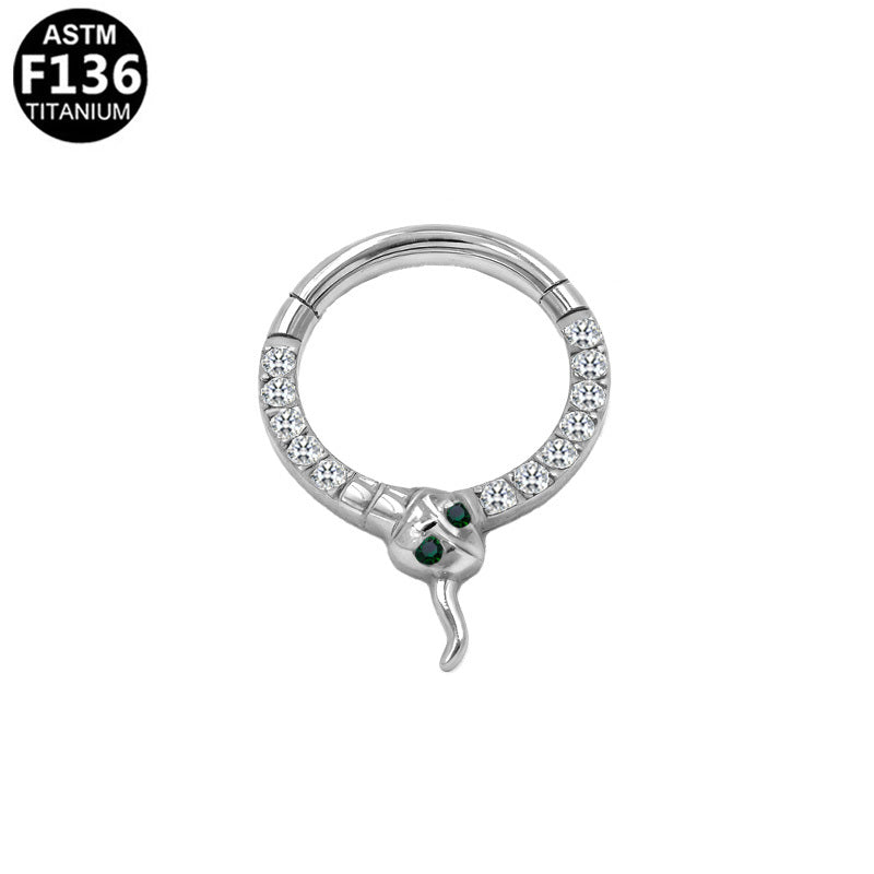 ASTM F136 Titanium 16G Segment Clicker Clear&Green CZ Hypoallergenic Piercing Jewelry